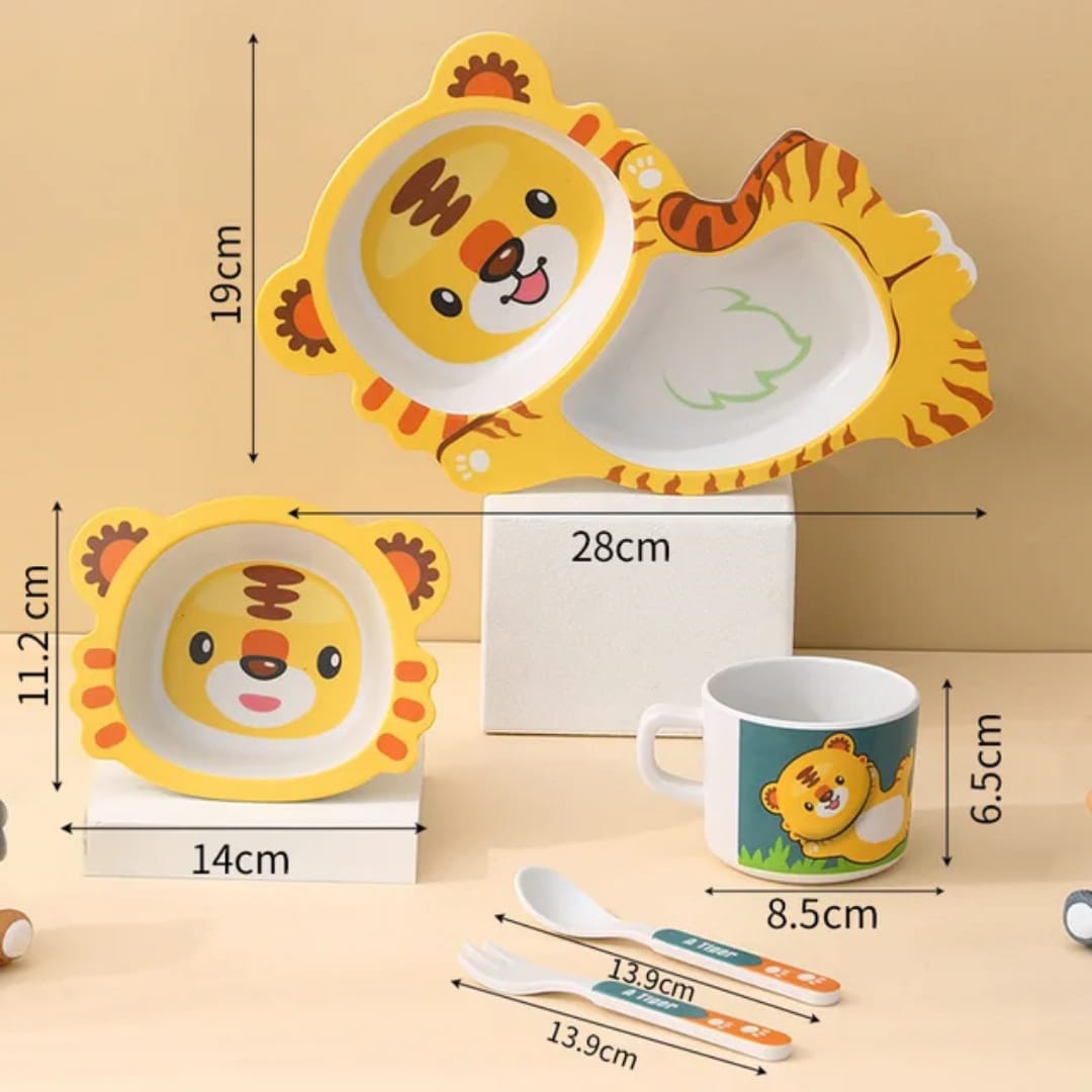 Cartoon Tiger Kids Dinnerware Set – 5 Pcs - My Store