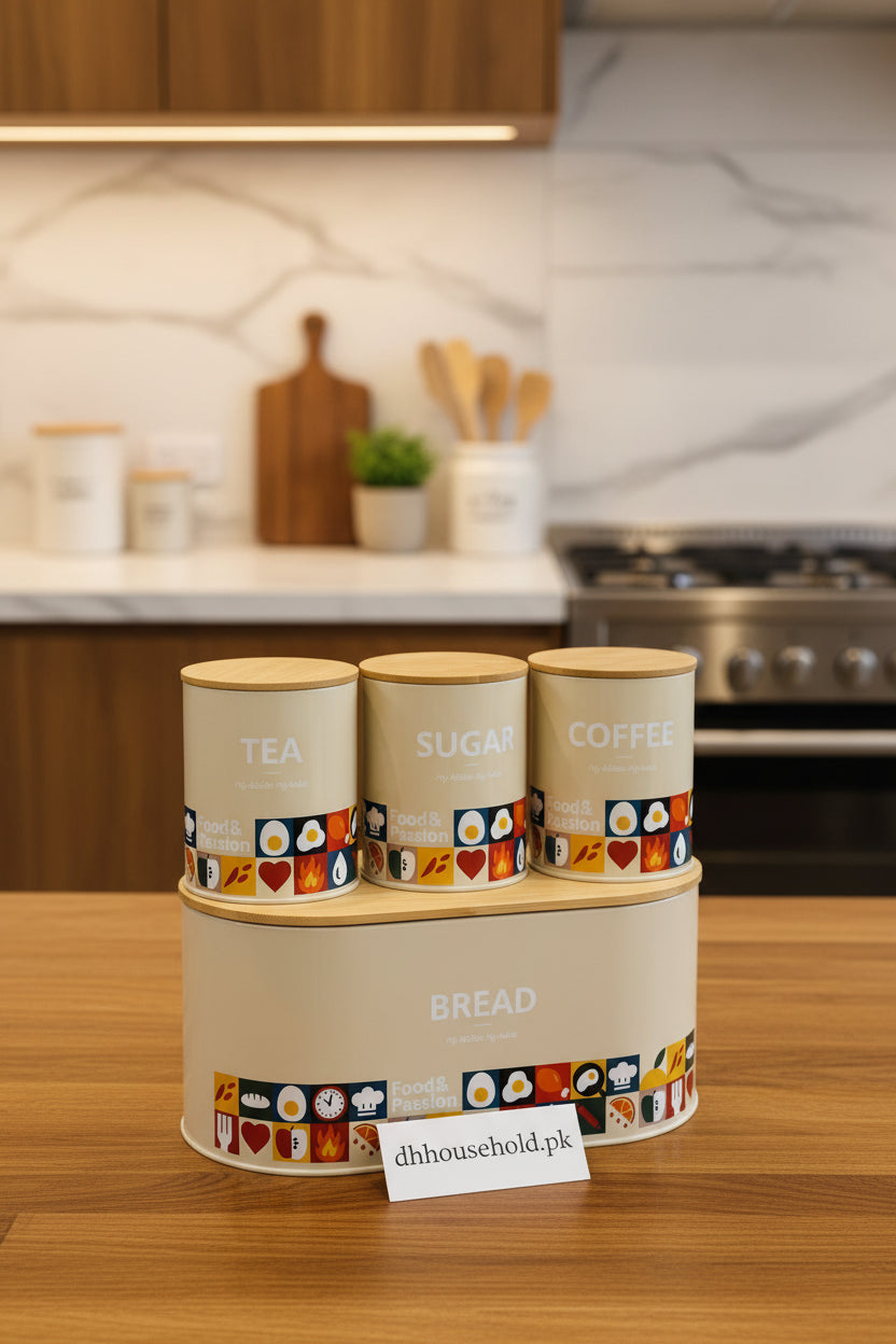 4-Piece Food & Passion Kitchen Storage Set - My Store