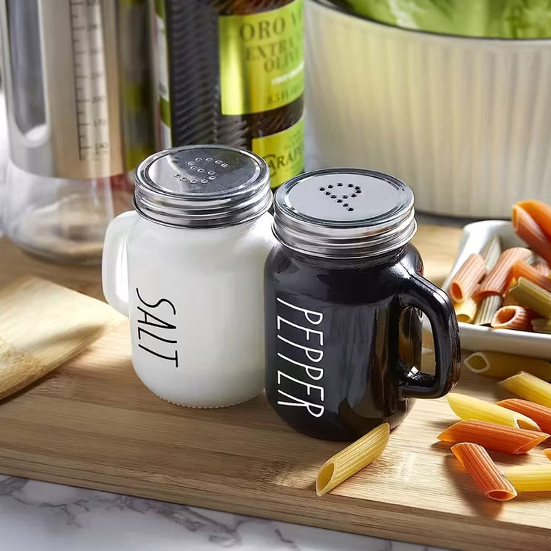 Black & White Mason Jar Salt & Pepper Shaker Set - My Store