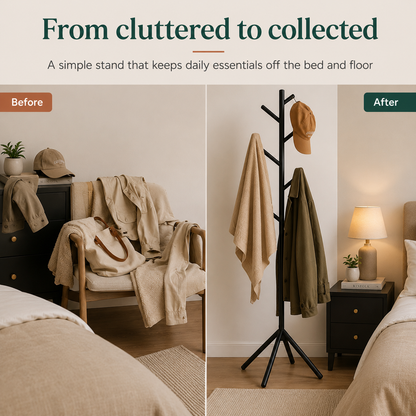 Modern Freestanding Metal Coat Rack & Garment Organizer