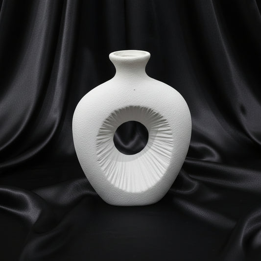 Nordic Textured Ceramic Donut Vase