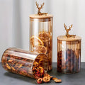 Luxury 3pcs Sealed Jar Set – Deer Head Borosilicate Glass Jars with Lids - My Store