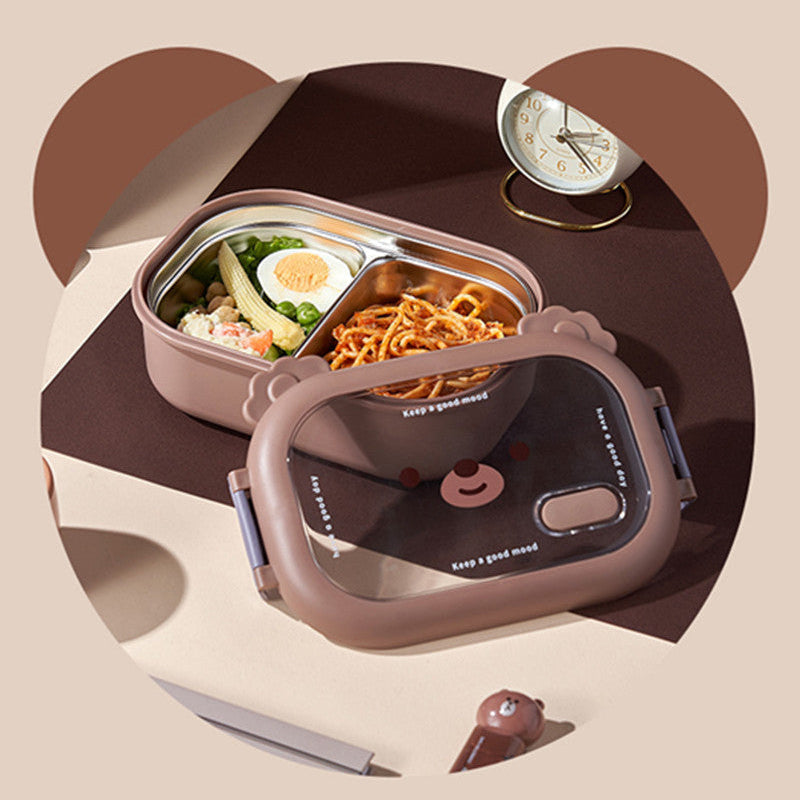 2 Compartments Stainless Steel Lunch Box - My Store