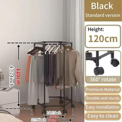 Hexagonal 360° Rotating Clothes Rack with Wheels