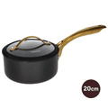 Danny Home Premium Non-Stick Forged Aluminum Saucepan with Tempered Glass Lid (Gold Handle Series) - My Store