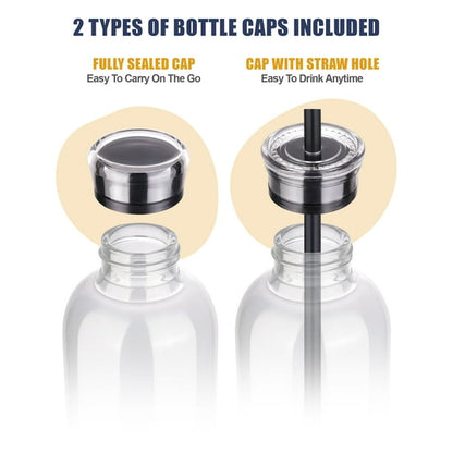Time-Marked Gradient Glass Water Bottle – 750ml / 25 oz