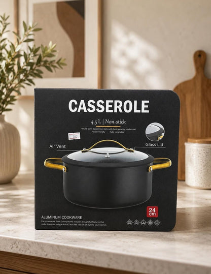 Danny Home Luxury Non-Stick Aluminum Casserole with Glass Lid - My Store