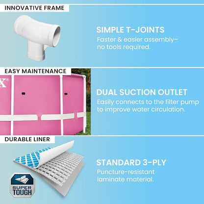 INTEX 8ft × 30" Pink Metal Frame Above Ground Pool