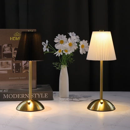 Rechargeable Pleated Cordless Table Lamp – Touch Control LED Table Lamp with 3 Color Modes