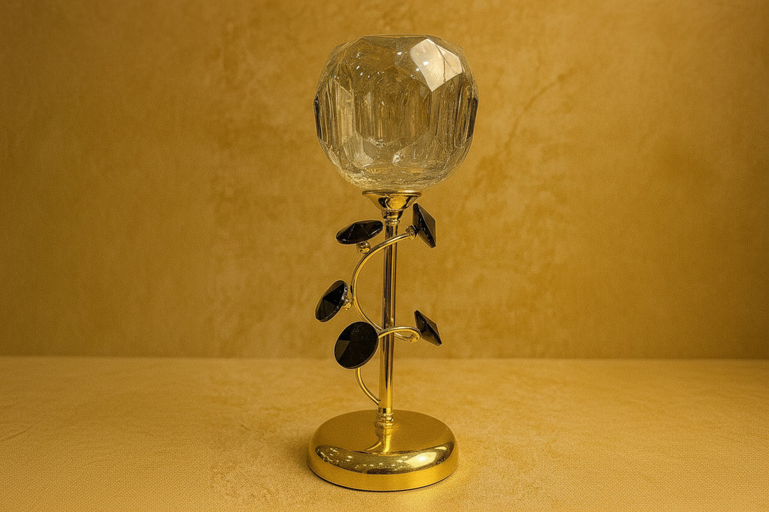 Luxury Crystal Candle Holder – Gold Finish