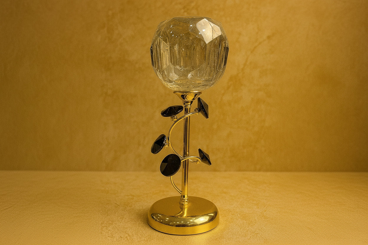 Luxury Crystal Candle Holder – Gold Finish