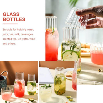 Ribbed Bedside Water Carafe & Glass Set – 600ml