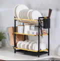 3-Layer Iron Dish Rack with Side Holder - My Store