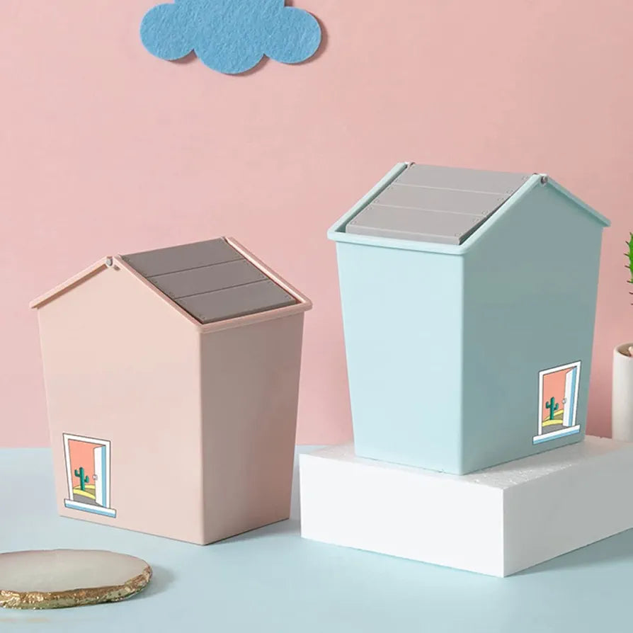 House-Shaped Desktop Trash Can with Swing Lid - My Store