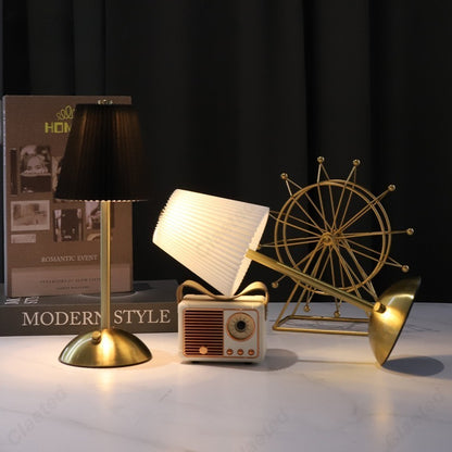 Rechargeable Pleated Cordless Table Lamp – Touch Control LED Table Lamp with 3 Color Modes