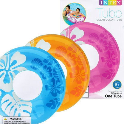 Intex Inflatable Clear Color Tropical Hibiscus Swim Tube (36" / 91cm)