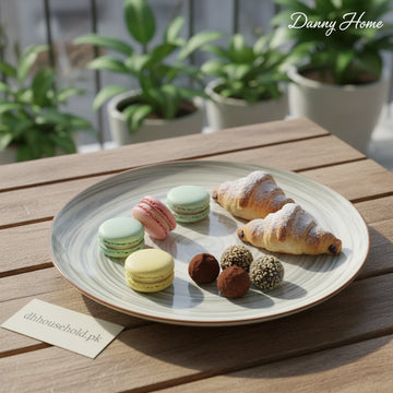Danny Home Swirl Pattern Ceramic Flat Dinner Plate – 10.5 Inch - My Store