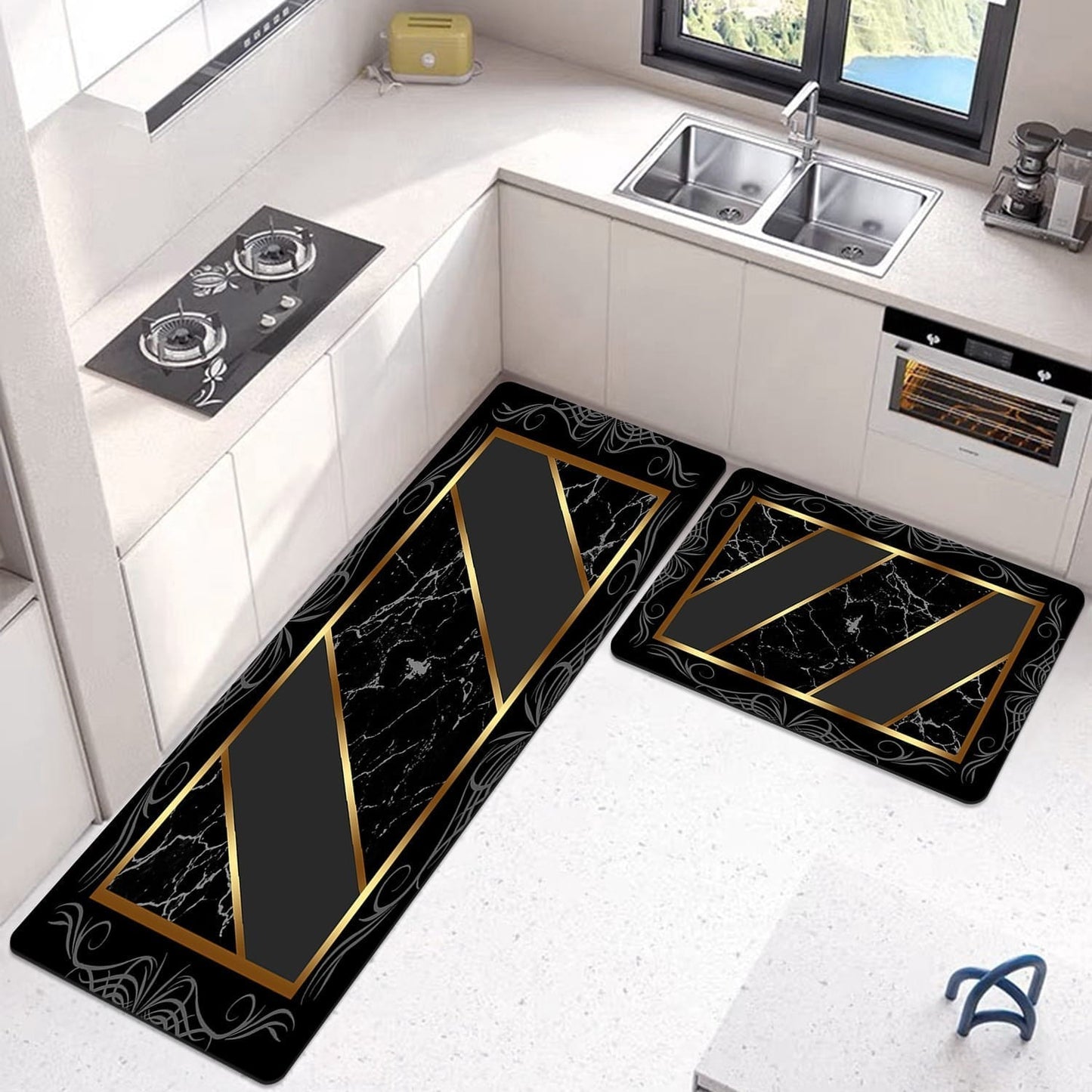 2-Piece Large Runner & Mat Set – Elegant Napa Leather Finish with Anti-Slip Base - My Store