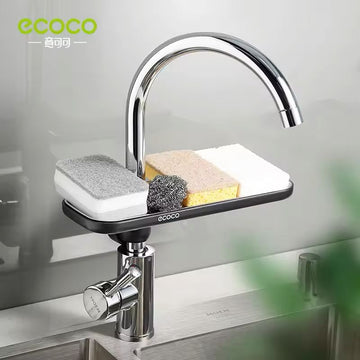 ECOCO Multi-Functional Faucet Drain Rack – Premium Stainless Steel Sink Organizer