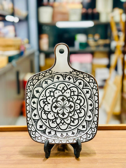 Ceramic 6.5-Inch Square Serving Platter with Handle