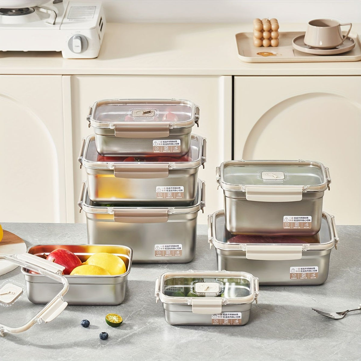 Lock & Store Stainless Steel Food Container Set – 3 Pieces