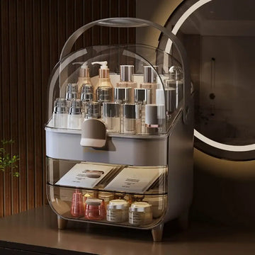 Luxury Cosmetic Organizer with Dust-Proof Cover & drawers