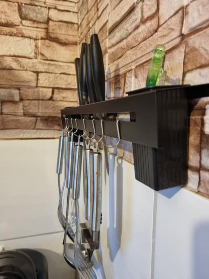 Multi-Functional Wall-Mounted Kitchen Knife Rack & Utensil Organizer – Stainless Steel