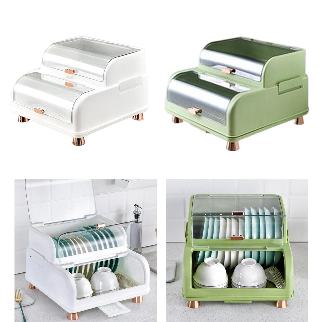 Multifunctional 2-Tier Dish Drying Rack with Dustproof Cover - My Store