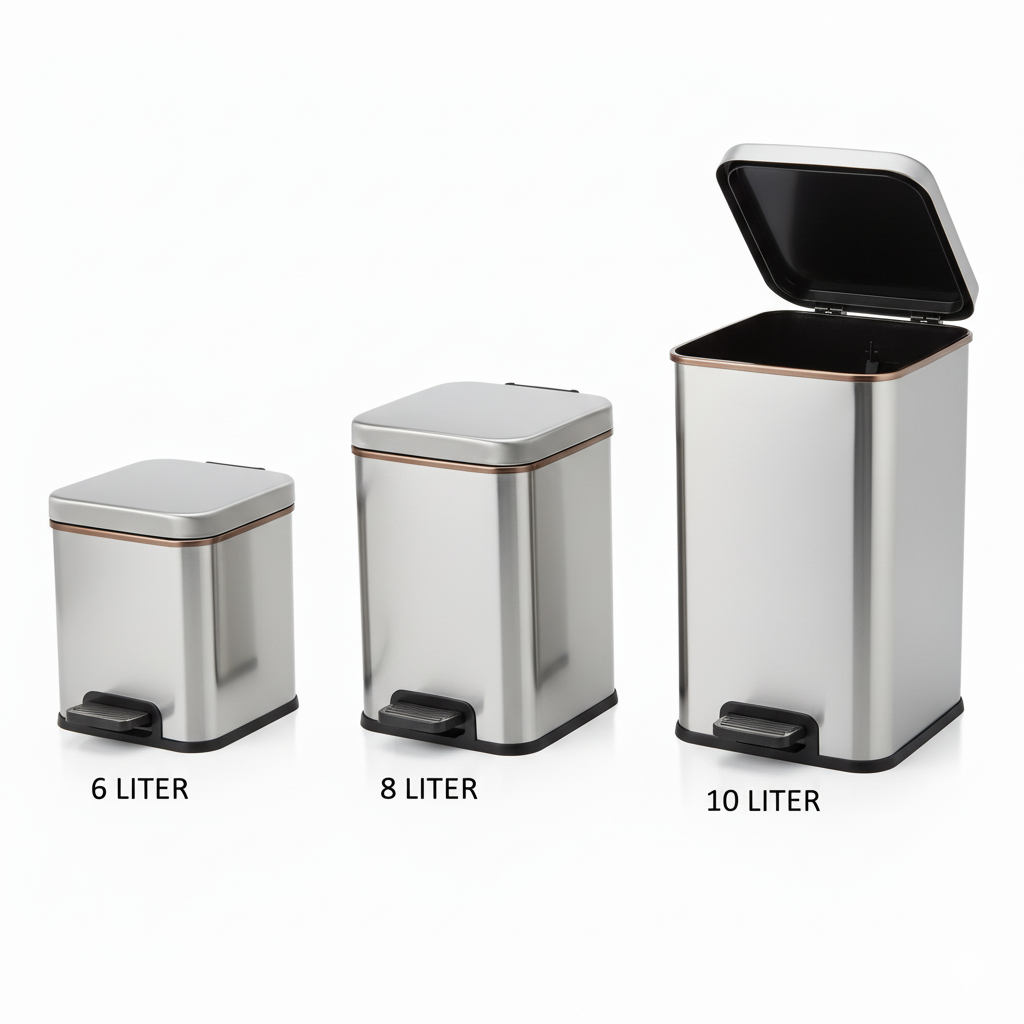 Stainless Steel Hydraulic Square Pedal Dustbin