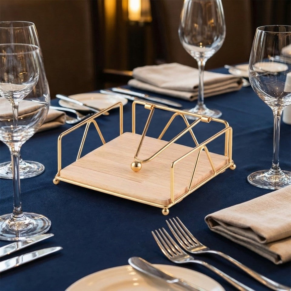 Modern Metal Napkin & Tissue Holder with Weighted Arm