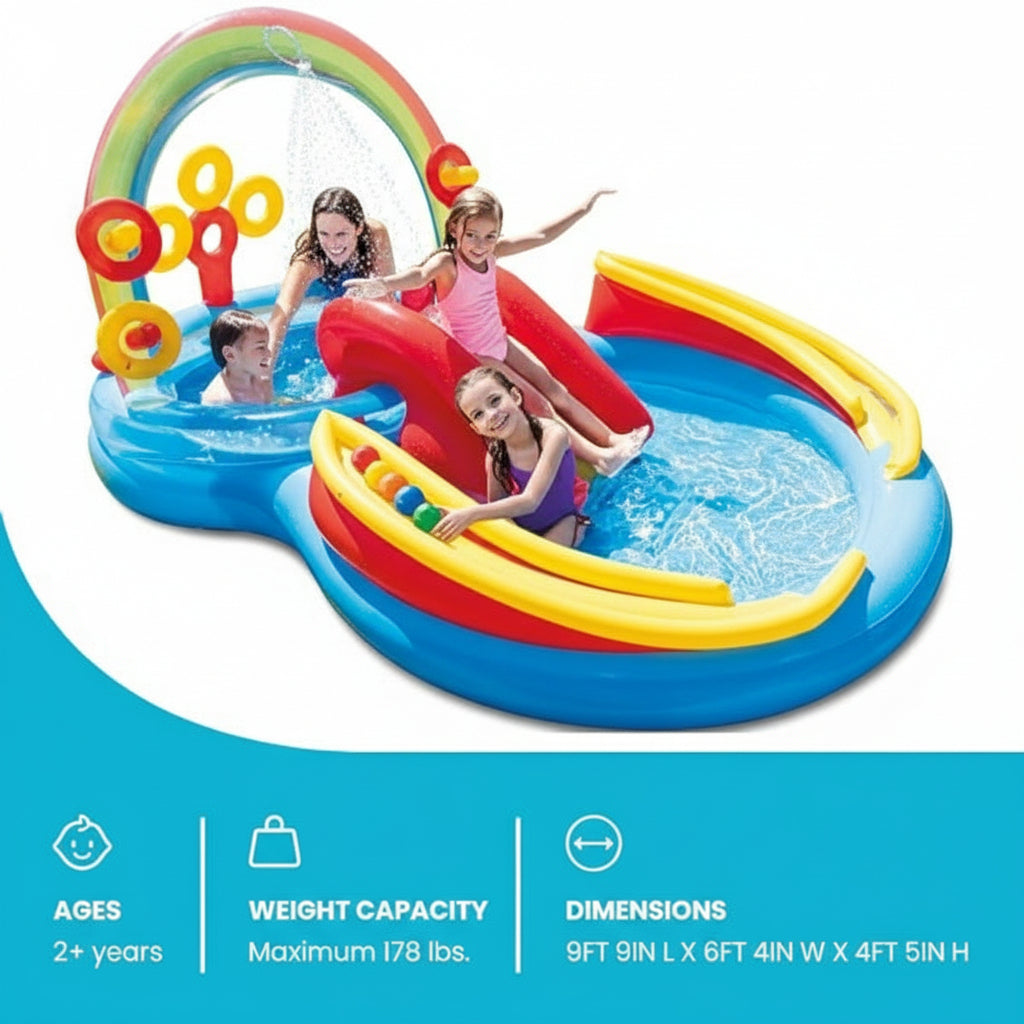 INTEX Rainbow Ring Inflatable Play Center with Water Slide