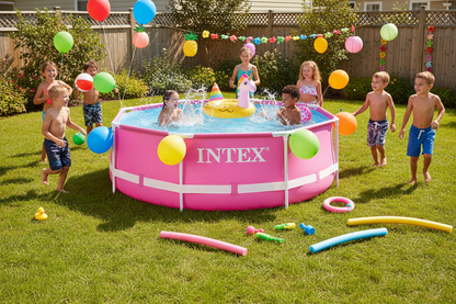 INTEX 8ft × 30" Pink Metal Frame Above Ground Pool
