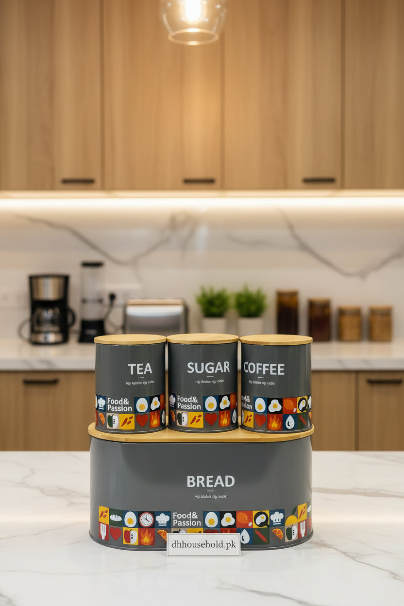 4-Piece Food & Passion Kitchen Storage Set - My Store