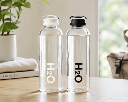 H₂O Signature Clear Glass Water Bottle