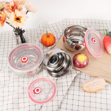 3 Sizes Stainless Steel Food Container with Airtight Plastic Lid