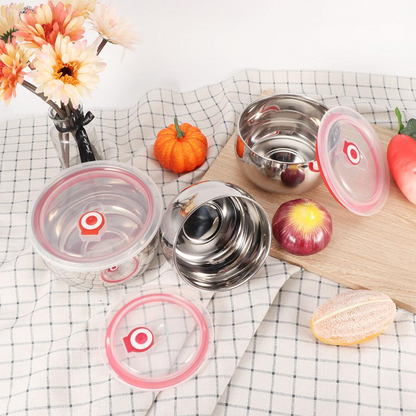 3 Sizes Stainless Steel Food Container with Airtight Plastic Lid - My Store