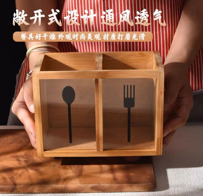 Bamboo Cutlery Holder Organizer - My Store