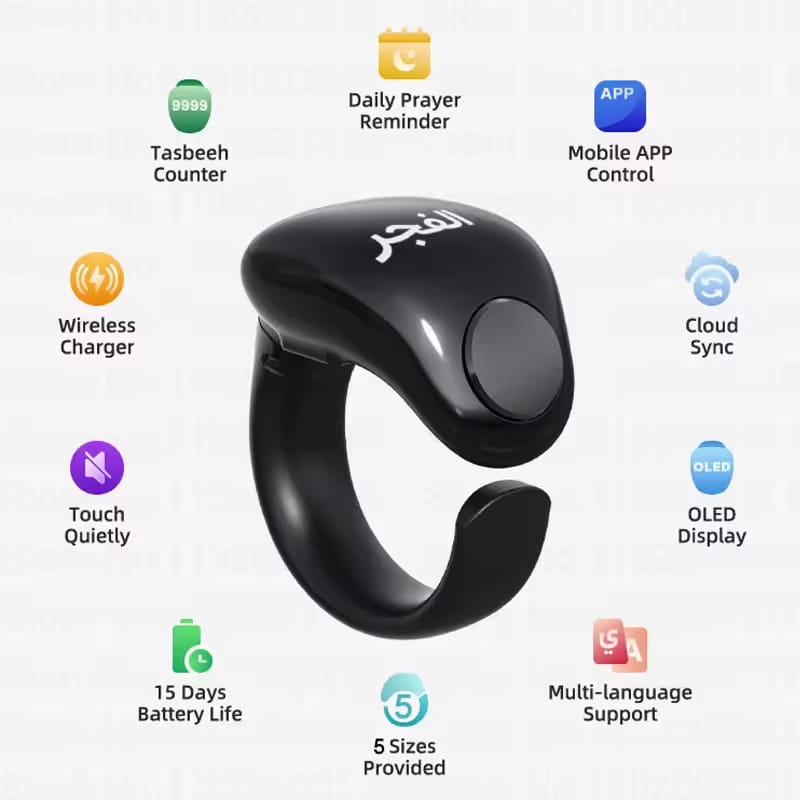 Weslamic Smart Tasbeeh Ring – Digital Zikr Counter with Prayer Reminder - My Store