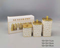 3-Piece Geometric Airtight Storage Jar Set (Luxury White & Gold) - My Store