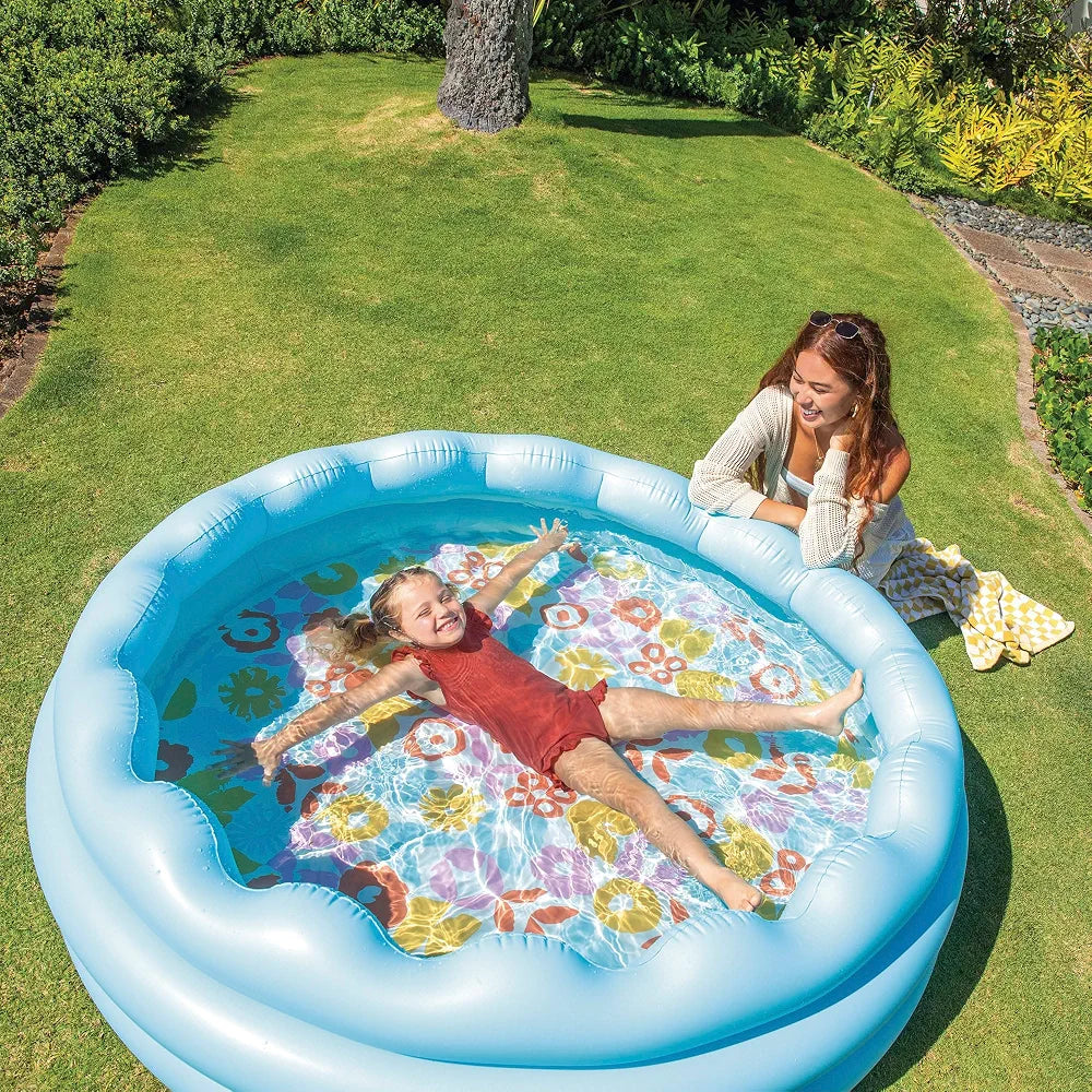 INTEX 66" x 18" Scalloped 3-Ring Inflatable Kids Swimming Pool
