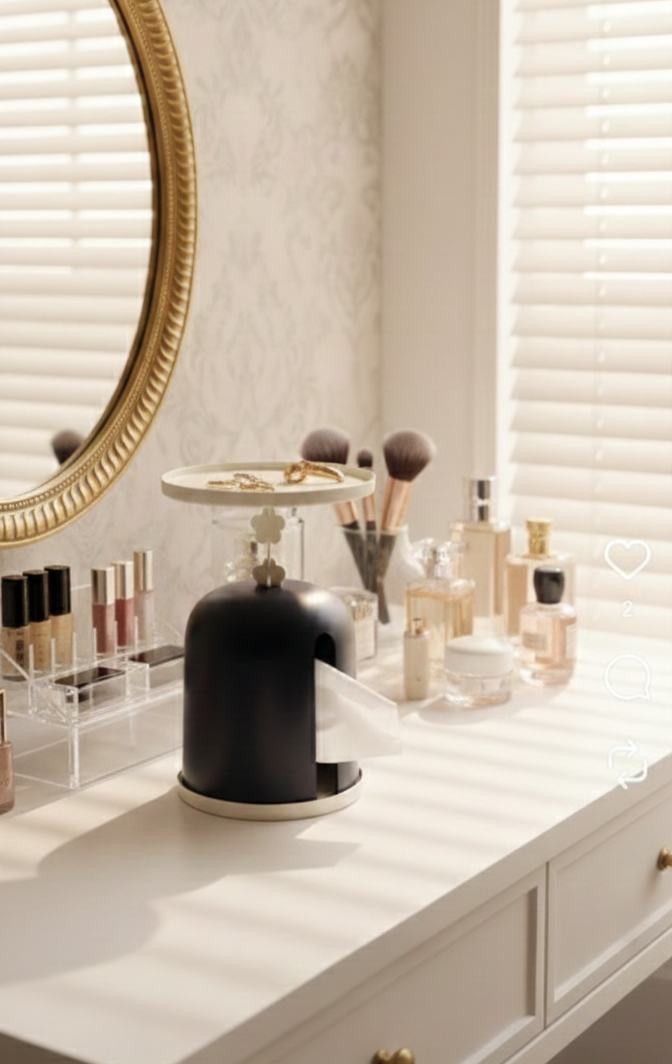 Luxury 2-in-1 Tissue Box with Top Storage Tray