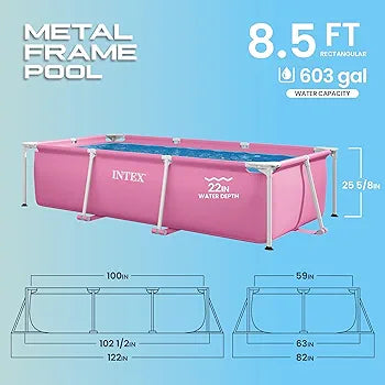 INTEX Metal Frame Swimming Pool – 8.5 ft x 5.3 ft x 26 in (259 × 161 × 66 cm)