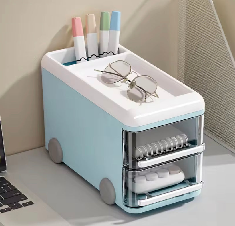 Bus-Shaped Desk Organizer with Drawers – Multi-Functional Storage Box - My Store