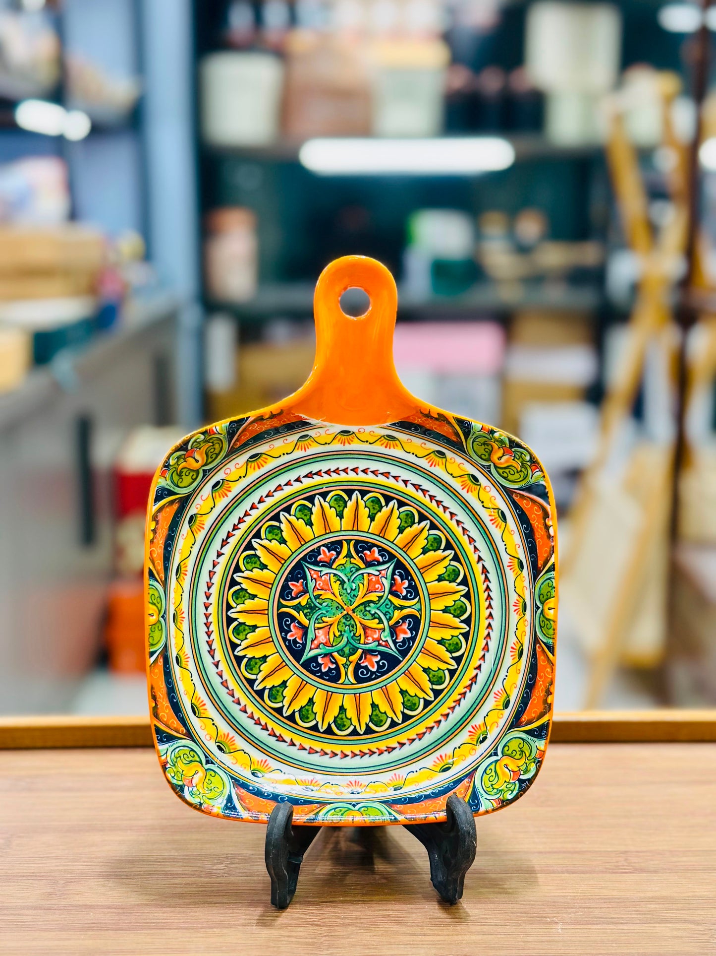 Ceramic 6.5-Inch Square Serving Platter with Handle