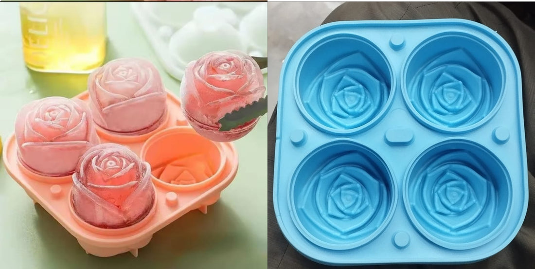 4-Cavity Rose Ice Cube Mold with Lid