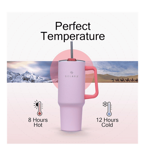 Solara Elixir Tech Insulated Stainless Steel Tumbler with Handle & Straw (1.2L / 40 oz)