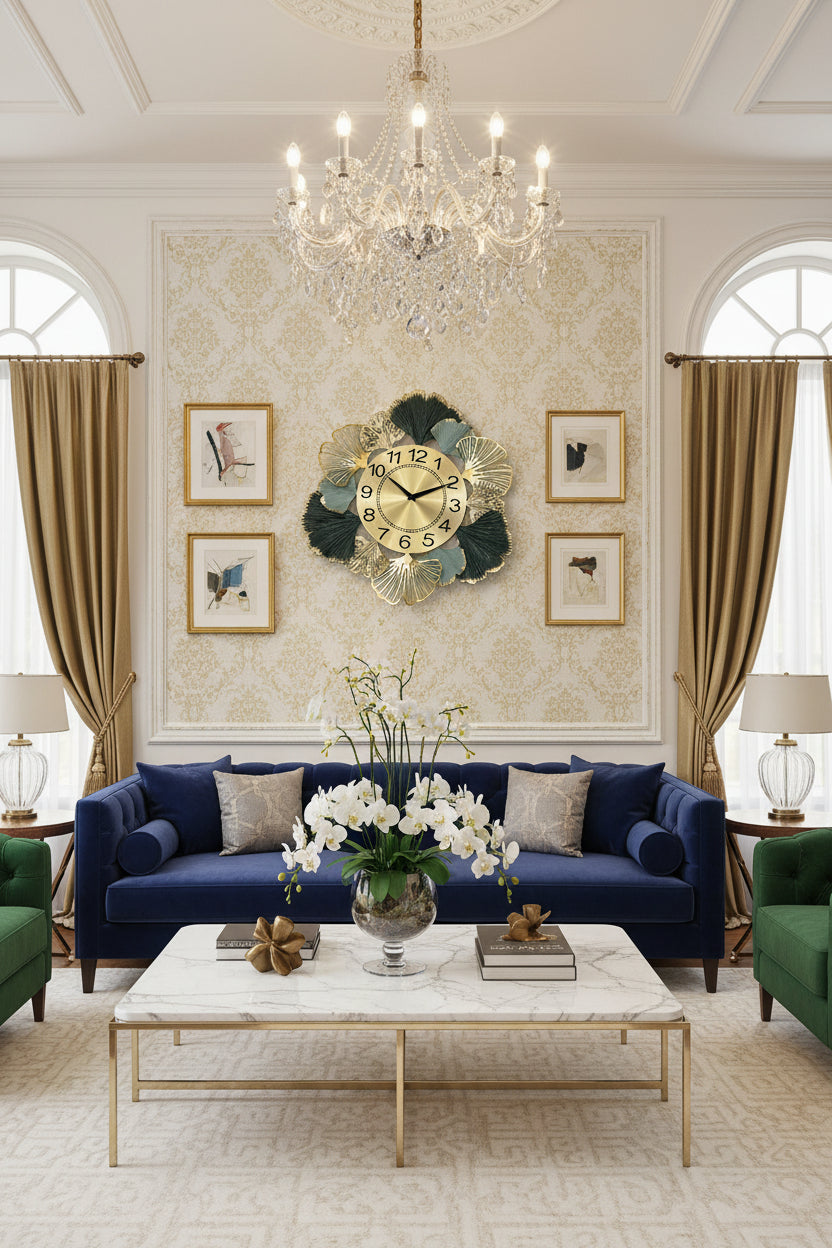 Luxury Metal Leaf Wall Clock - My Store