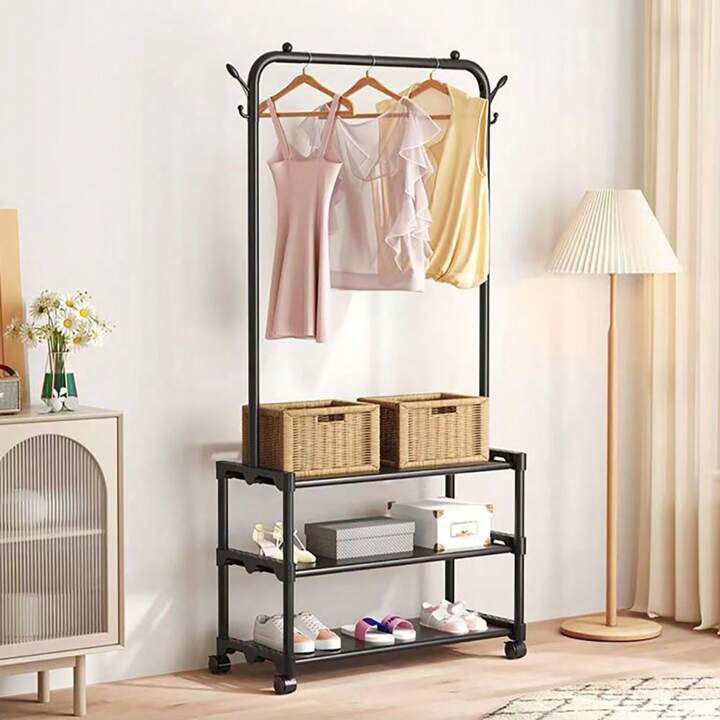 Rolling Multi-Functional Garment Rack with Shelves