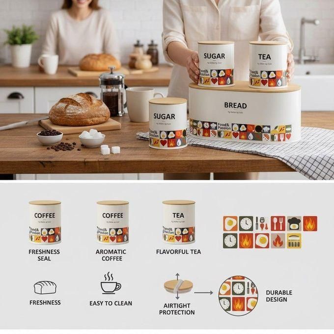 4-Piece Food & Passion Kitchen Storage Set - My Store
