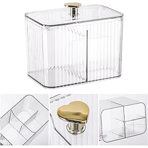 Acrylic Cotton Pad & Bud Organizer Box with Lid - My Store